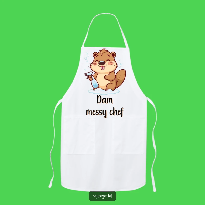 Funny Beaver Bubbles Apron, Hilarious Cleaning Kitchen Wear