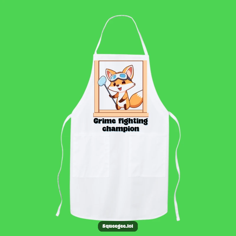 Funny Fox Chef Apron: Durable Fox Cleaning Design, Hilarious Goggles Art, Perfect Funny Gift