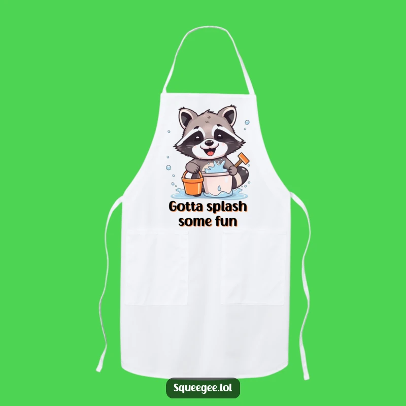 Funny Raccoon Chef Apron: Durable Raccoon Cleaning Design, Hilarious Water Splatter Art, Perfect Funny Gift