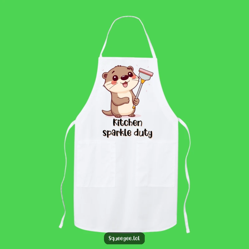 Funny Otter Squeegee Apron, Hilarious Cleaning Kitchen Wear
