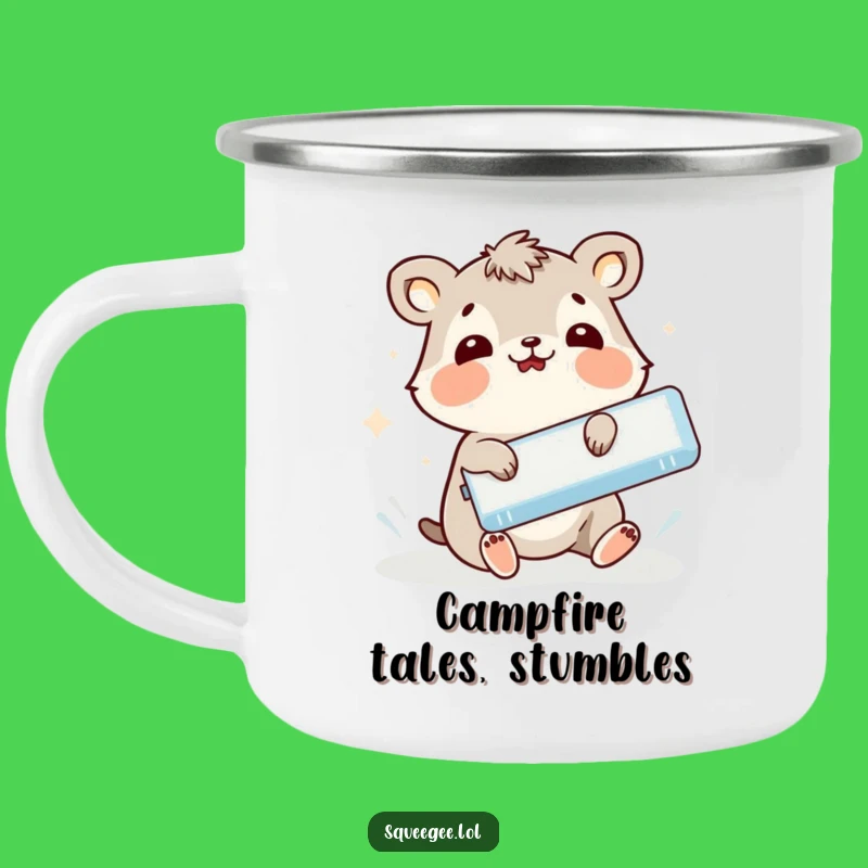 Funny Animal Slipping Squeegee Camping Mug - Hilarious Outdoor Humor, Perfect Gift!