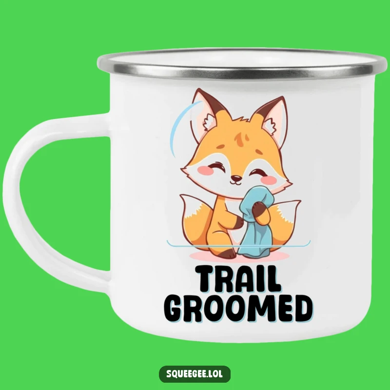 Funny Fox Polishing Camping Mug: Adventure with Clean Humor