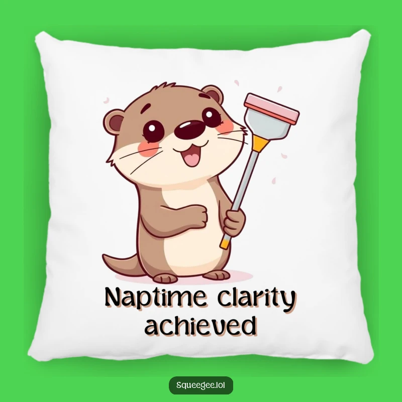 Funny Otter Squeegee Pillow, Comfy Hilarious Cleaning Accent