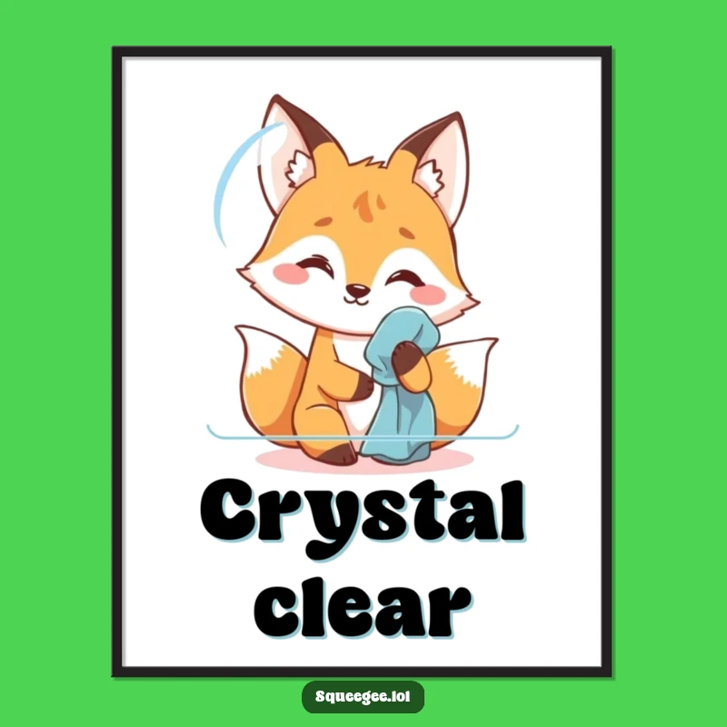 Funny Fox Polishing Digital Art: Instant Humor for Your Walls