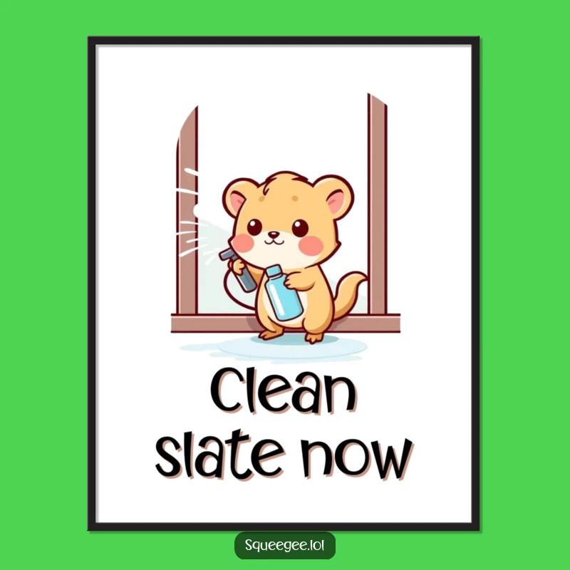 Funny Small Animal Spraying Digital Art - Instant Happy Cleaning Decor, Funny Gift!