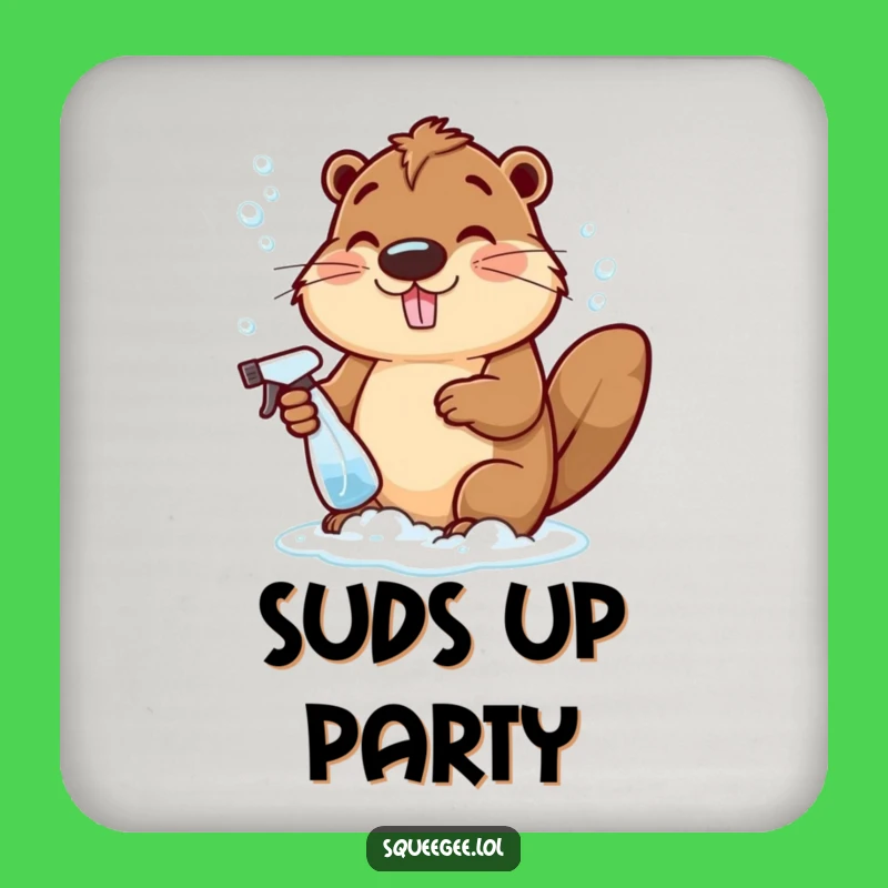 Funny Beaver Bubbles Coaster, Hilarious Cleaning Protection
