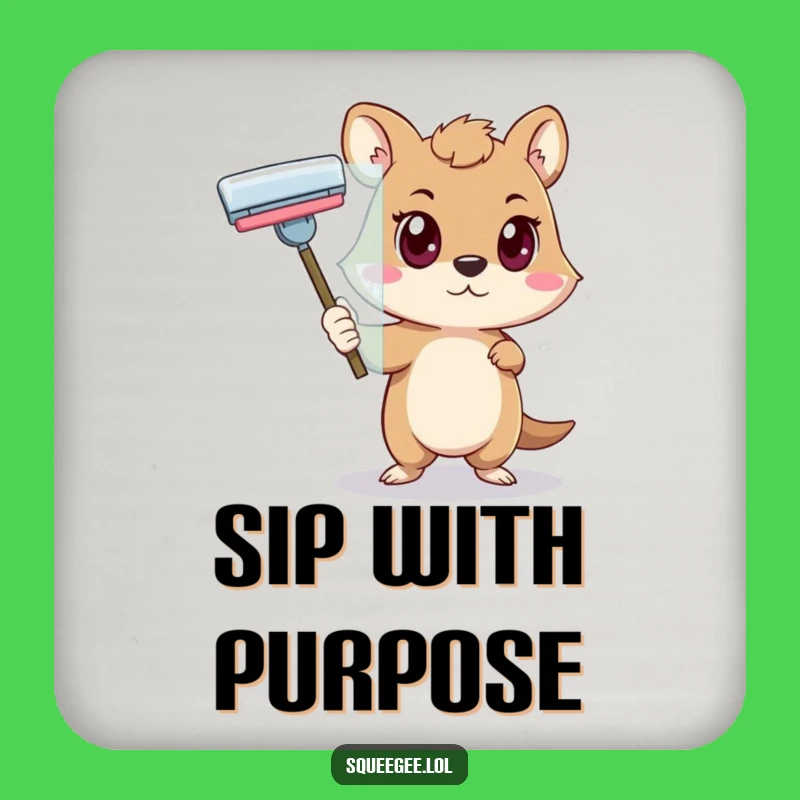 Funny Determined Animal Squeegee Coaster - Focused Surface Protection, Hilarious Gift!