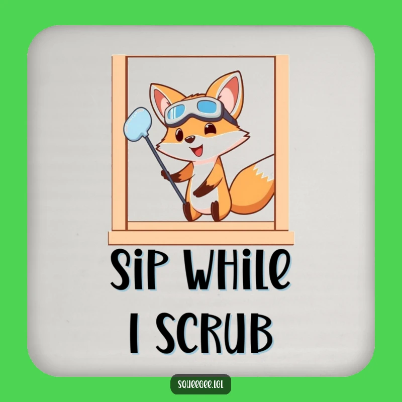 Funny Fox Drink Coaster: Protect Surfaces with Hilarious Fox Cleaning Art, Great Funny Gift