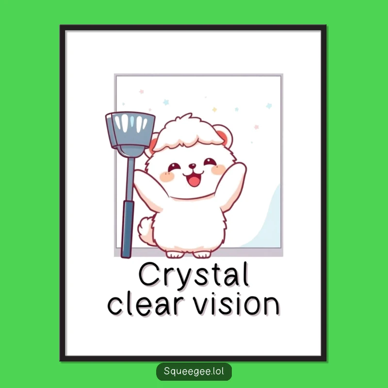 Funny Fluffy Animal Joyful Window Cleaning Poster - Hilarious Wall Art & Gift!