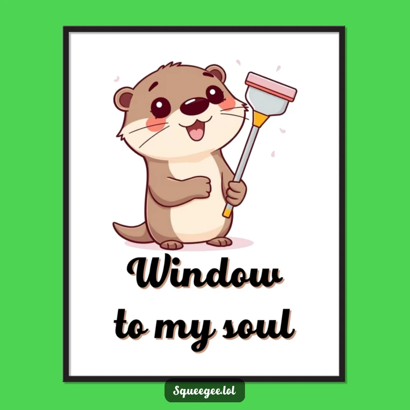 Funny Otter Squeegee Poster, Hilarious Cleaning Animal Art