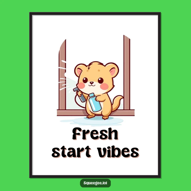 Funny Small Animal Spraying Poster - Happy Cleaning Art, Perfect Wall Gift!