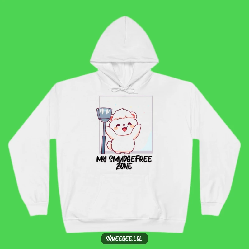 Cozy Funny Fluffy Animal Hoodie - Joyful Window Cleaning Design, Perfect Humorous Gift!