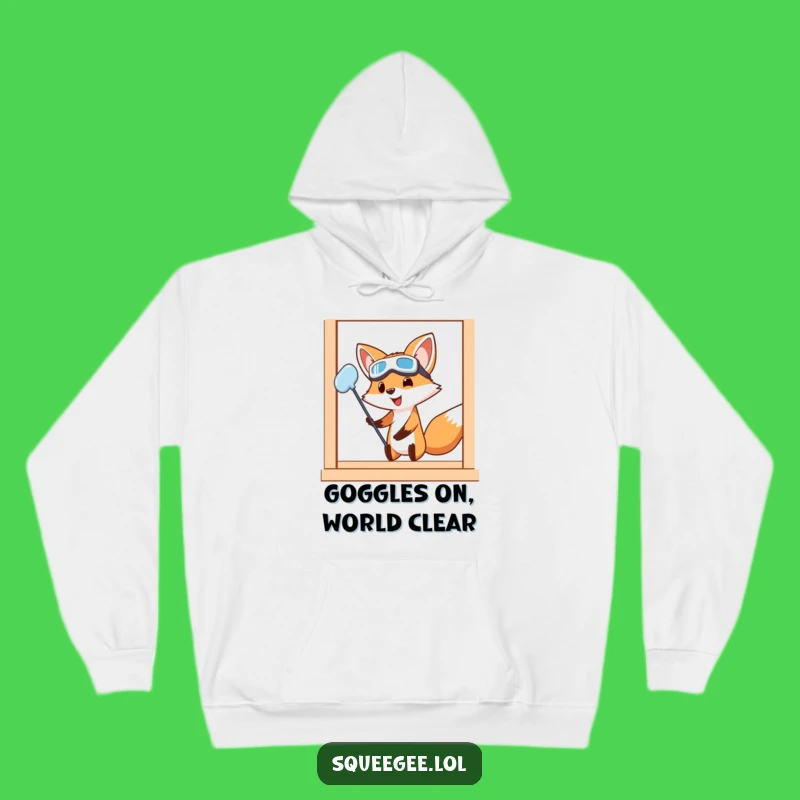 Cozy Funny Fox Hoodie: Warm & Whimsical Fox Cleaning Design, Perfect Funny Gift for Chilly Days