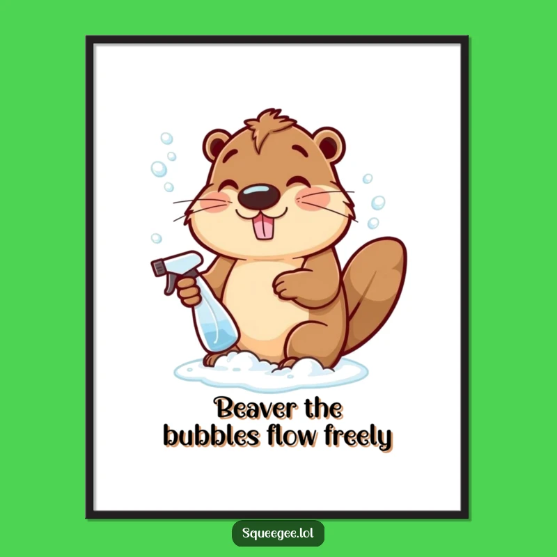 Beaver's Bubbly Bash Free Printable Wall Art - Cheerful Suds Downloadable Decor