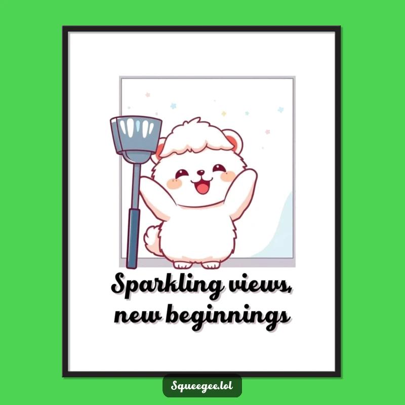 Funny Free Printable Wall Art: Fluffy Animal Window Cleaner, Humorous Downloadable Decor