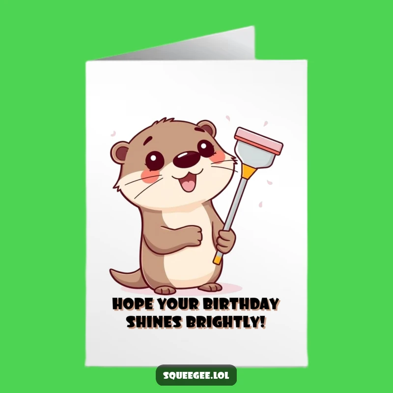 Sparkling Birthday Card: Happy Otter Squeegee - Free Printable Downloadable Gift