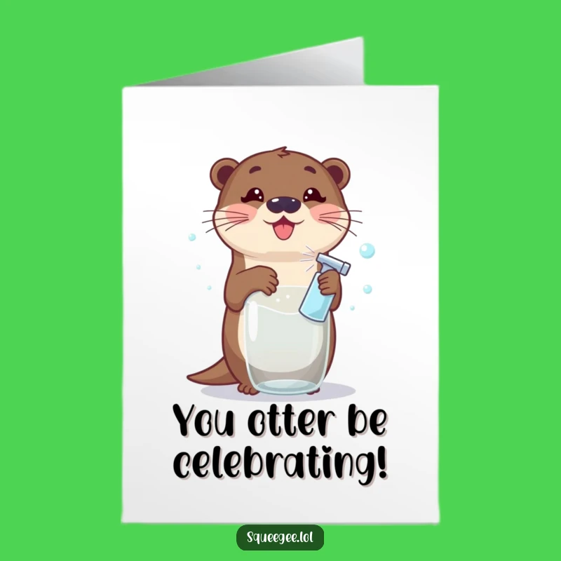 Free Printable Congrats Card: Otter's Sparkly Clean Wishes, Humorous Downloadable Gift