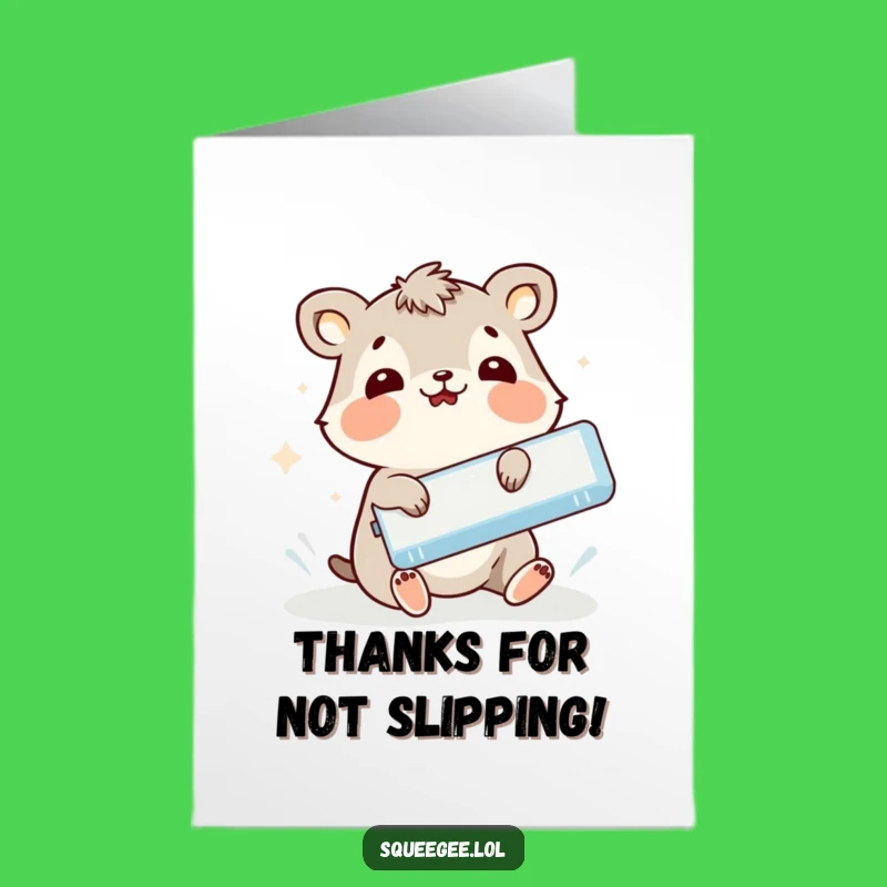 Free Printable Thank You Card: Slipping Animal Squeegee Funny Downloadable Gift