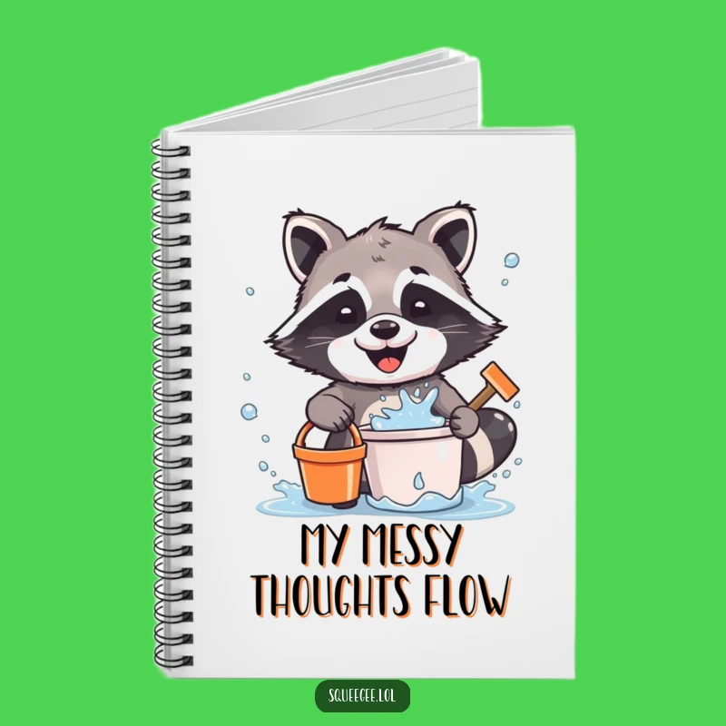 Funny Raccoon Notebook: Spiral Bound Raccoon Cleaning Journal, Hilarious Water Splatter Design, Perfect Funny Gift