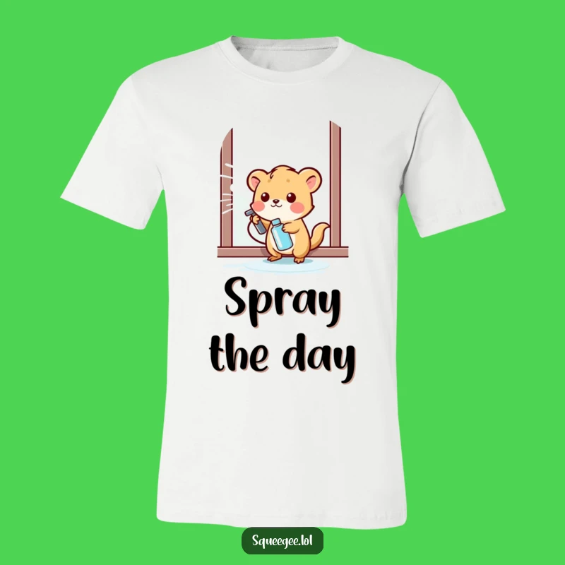 Funny Small Animal Spraying T-Shirt - Happy Cleaner Tee, Great Humorous Gift!