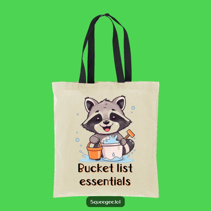 Funny Raccoon Tote Bag: Spacious Raccoon Cleaning Bag, Hilarious Water Splatter Design, Ideal Funny Gift