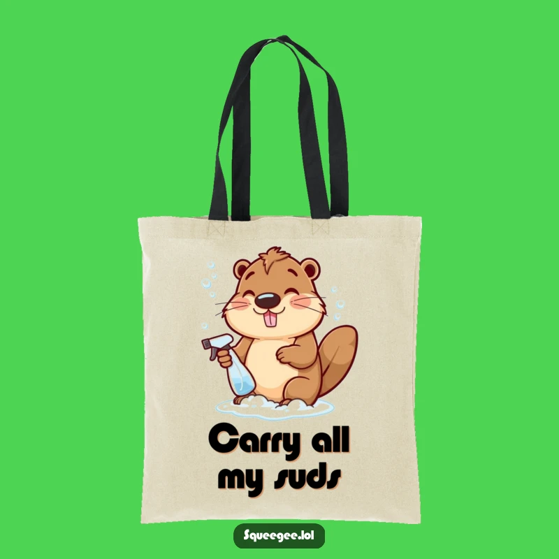 Funny Beaver Bubbles Tote Bag, Hilarious Cleaning Carryall