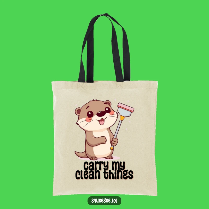 Funny Otter Squeegee Tote Bag, Hilarious Cleaning Carryall